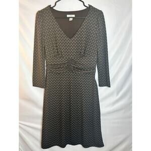 Ann Taylor LOFT Geometric Print Ruched Waist Dress Size 6 Preloved